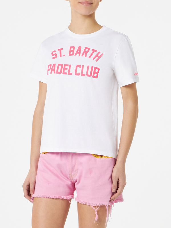 Woman cotton t-shirt with Padel club print