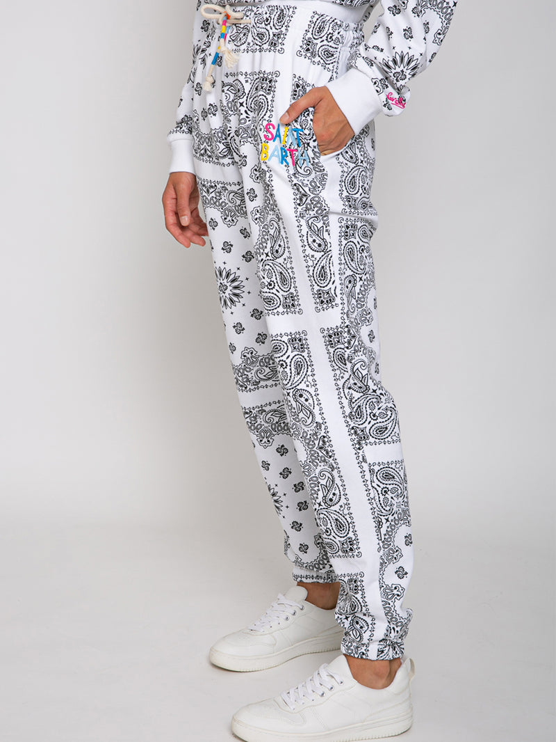 Cotton bandanna joggers with Saint Barth embroidery