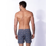 Man light fabric swim shorts with pop corn print