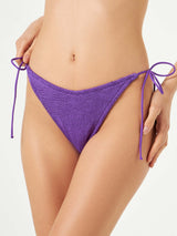Woman purple crinkle triangle bikini