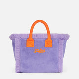 Lila Frottee-Handtasche von Colette mit Saint Barth-Logo