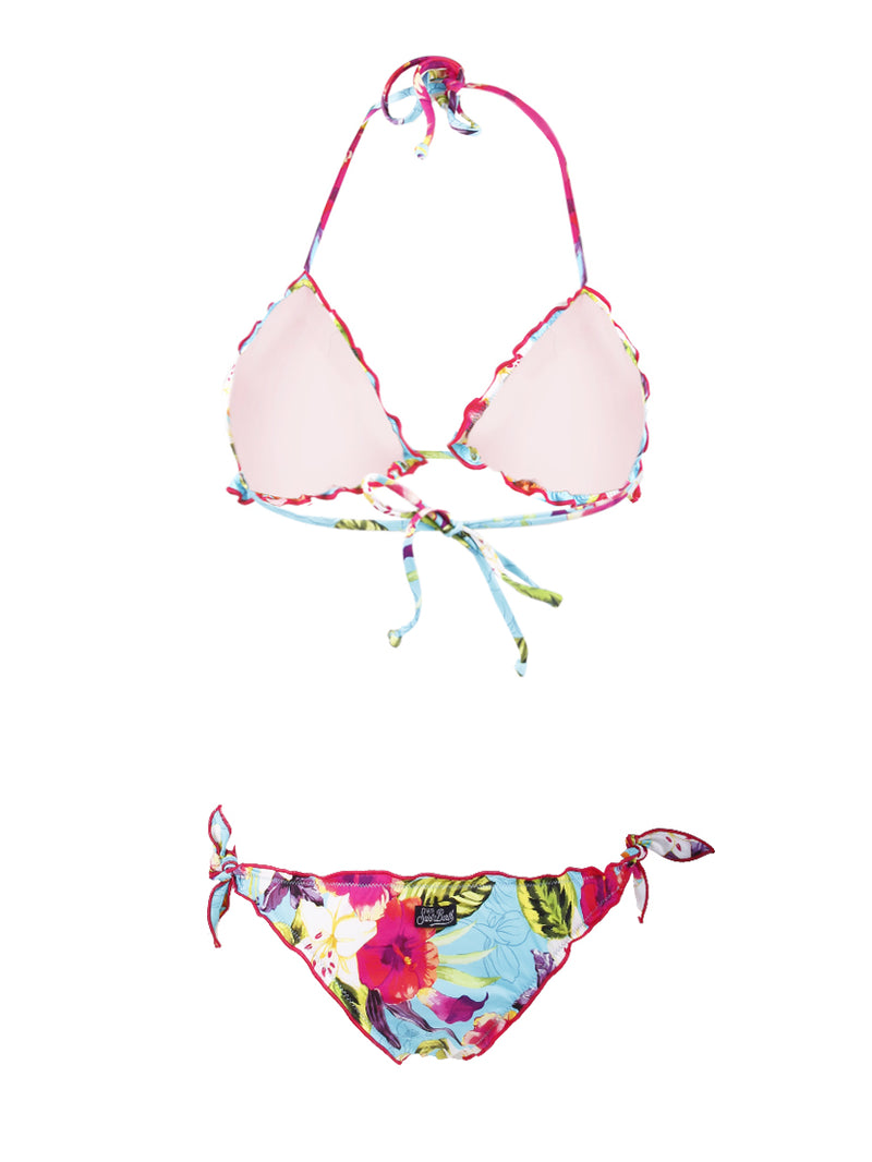 Triangle bikini with floral print with cheeky swim briefs