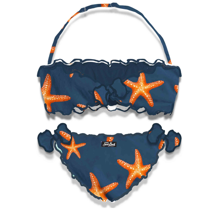 Girl bandeau bikini with starfish print