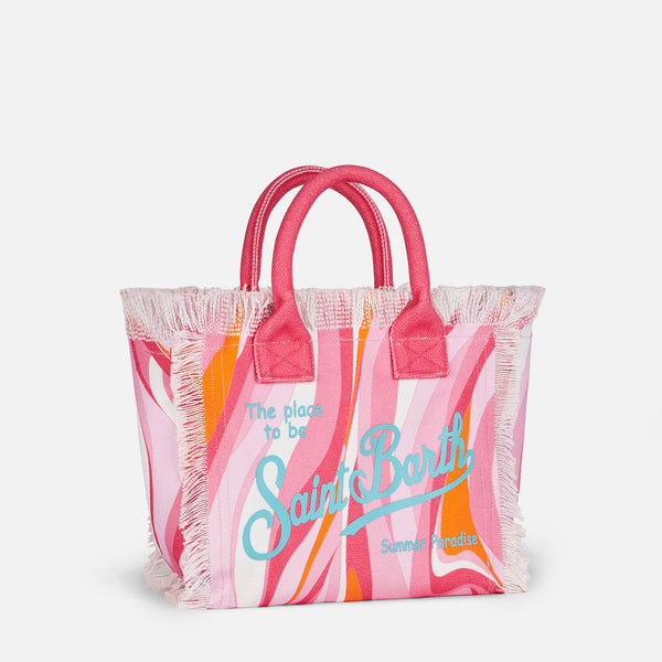Colette multicolor cotton canvas handbag with wave print