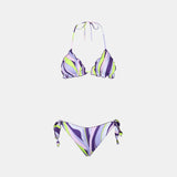 Woman triangle bikini with shape wave print