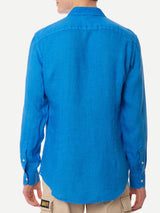 Man bluette linen Pamplona shirt