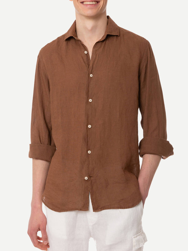 Man brown linen Pamplona shirt