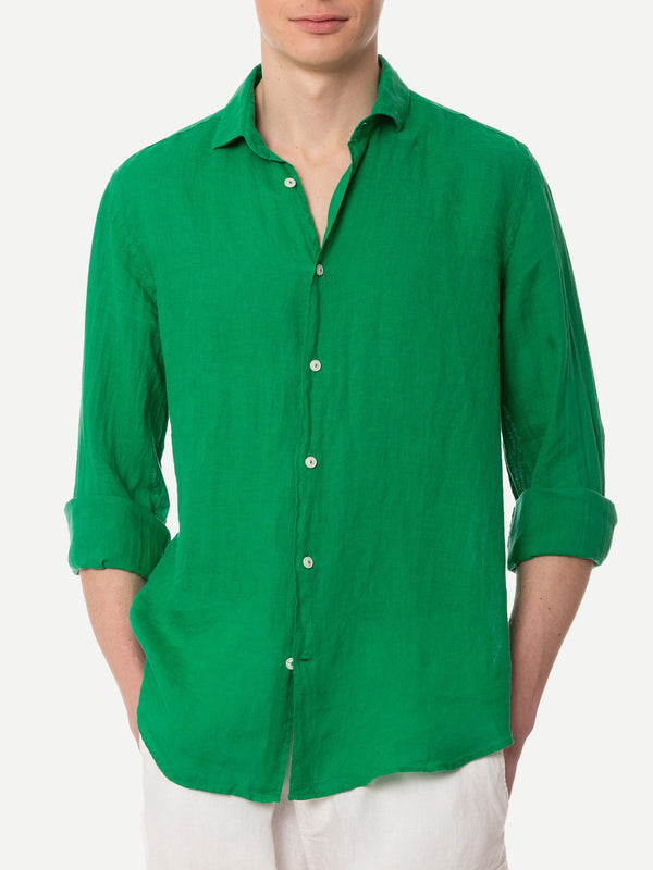 Camicia da uomo Pamplona in lino verde