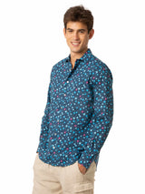 Man muslin cotton Sikelia shirt with jellyfish print