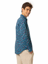 Camicia da uomo Sikelia in mussola di cotone con stampa meduse