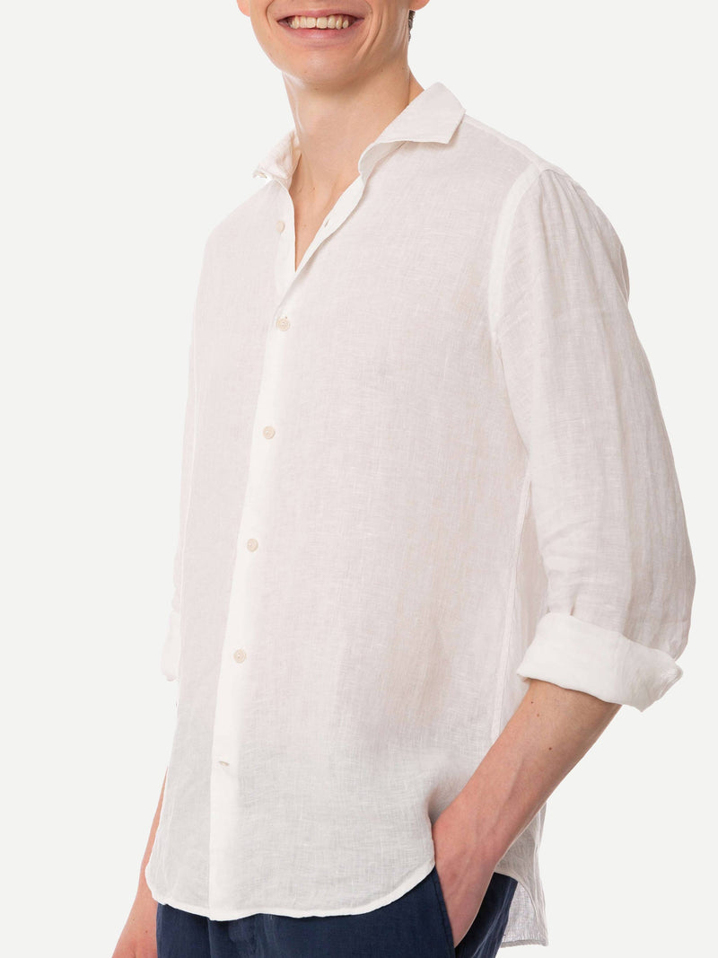 Man white linen Pamplona shirt