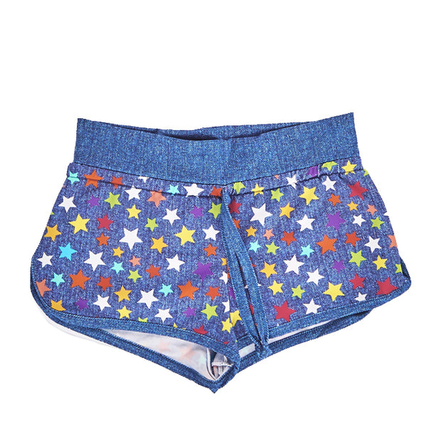 Pantaloncini con stelle arcobaleno per bambina