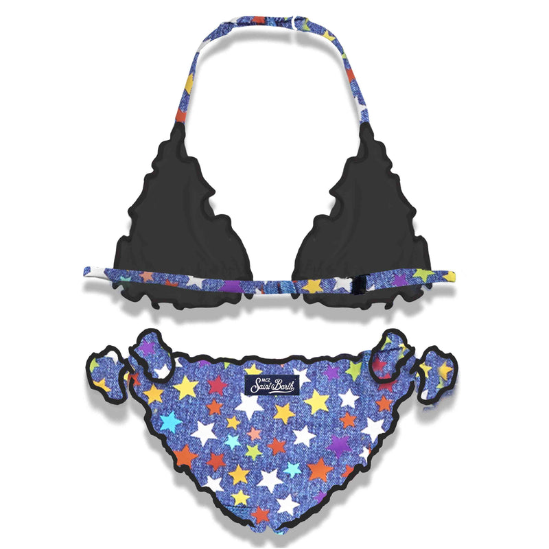 Girl triangle bikini with star print