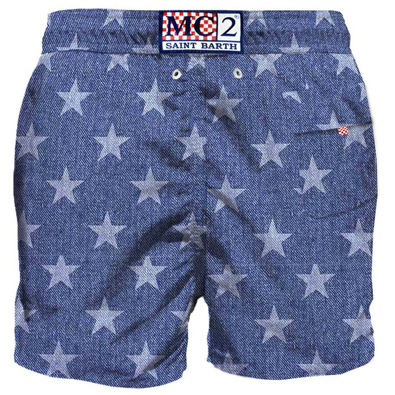 Blue stars mid-length swim shorts