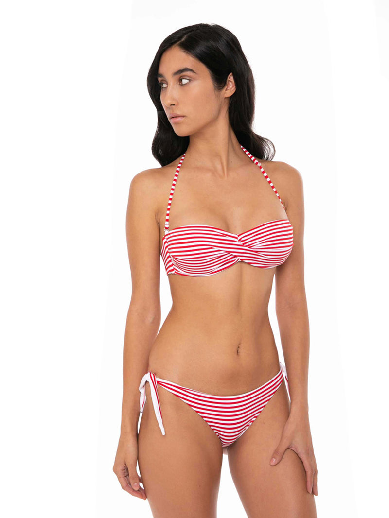 Bikini a righe Fascia drappeggiata