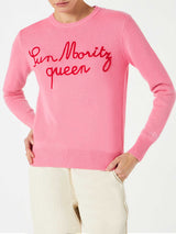 Woman sweater with Sun Moritz Queen embroidery