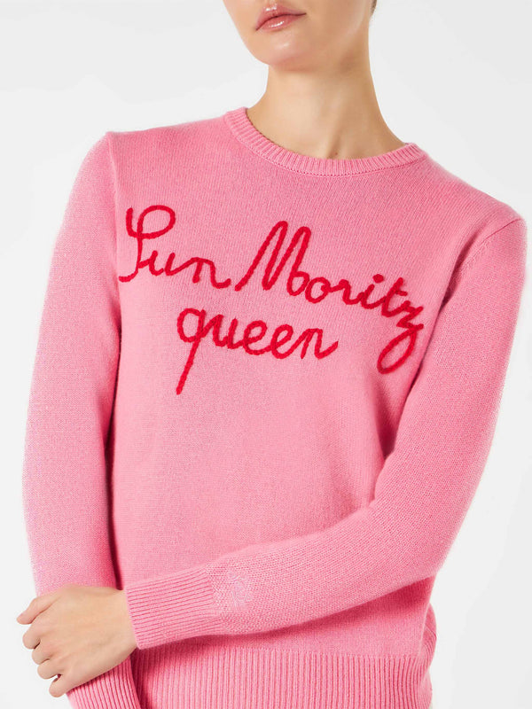Woman sweater with Sun Moritz Queen embroidery