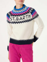 Woman crewneck nordic jacquard sweater