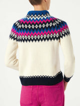 Woman crewneck nordic jacquard sweater