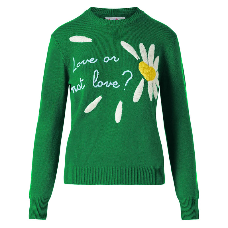 Woman brushed sweater with daisy print