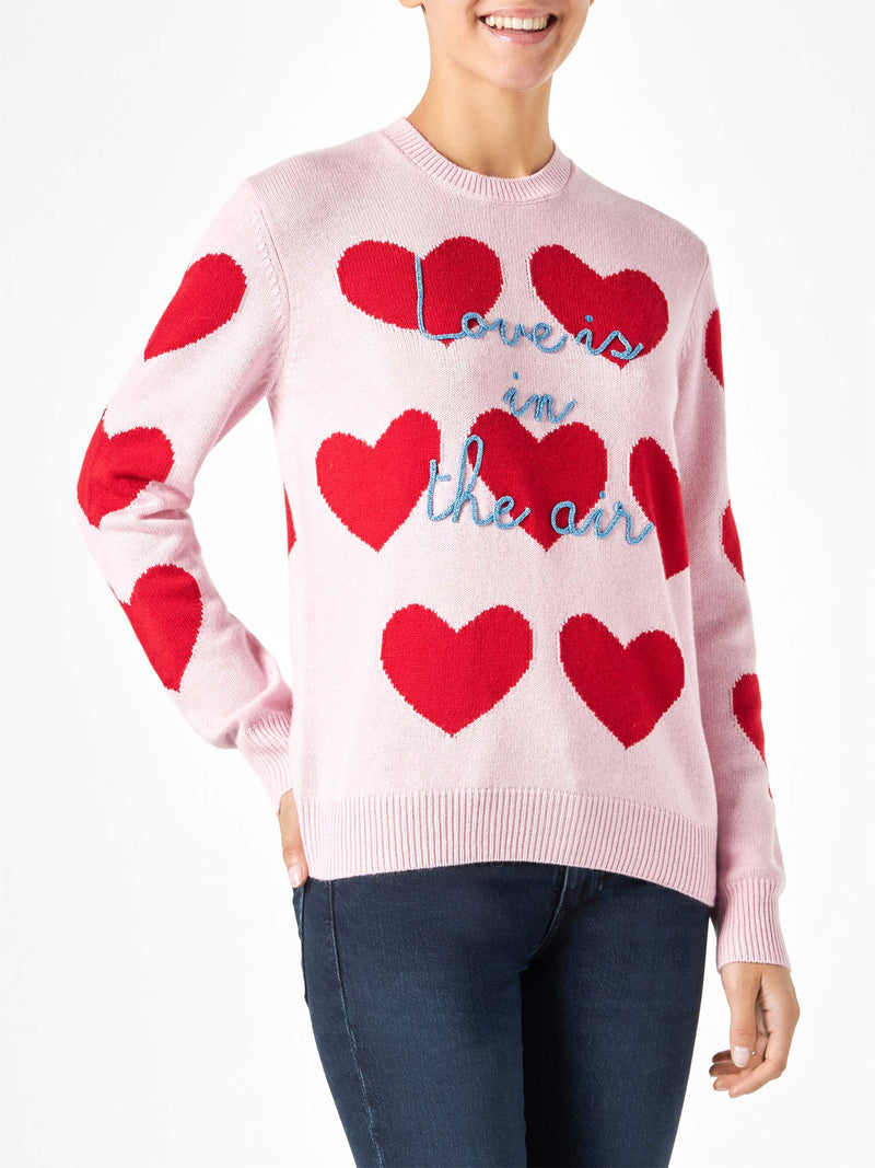 Woman sweater with heart print