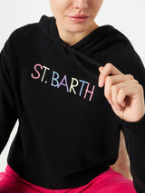 Cropped knit hoodie with St. Barth embroidery