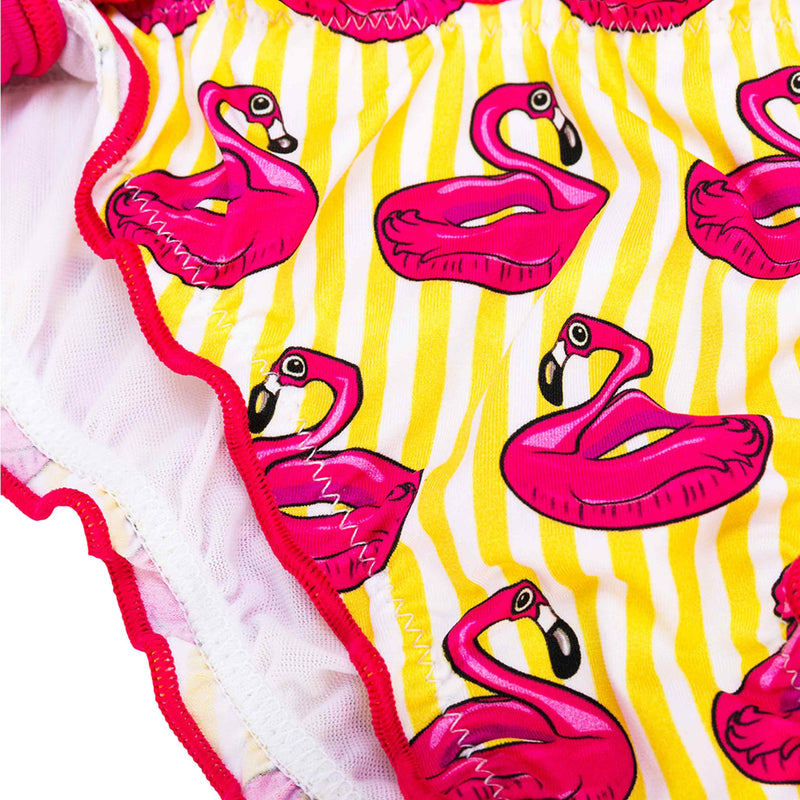 Girl triangle bikini with flamingo print