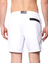 White light fabric zipped swim shorts