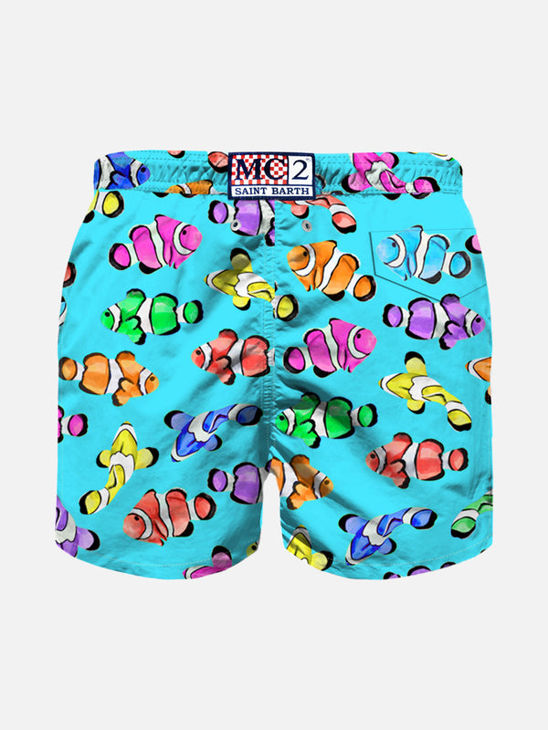 Costume da bagno da bambino con stampa di pesci pagliaccio multicolore