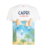 Man cotton t-shirt with Capri postcard print