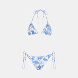 Damen-Triangel-Bikini mit Toile-de-Jouy-Print