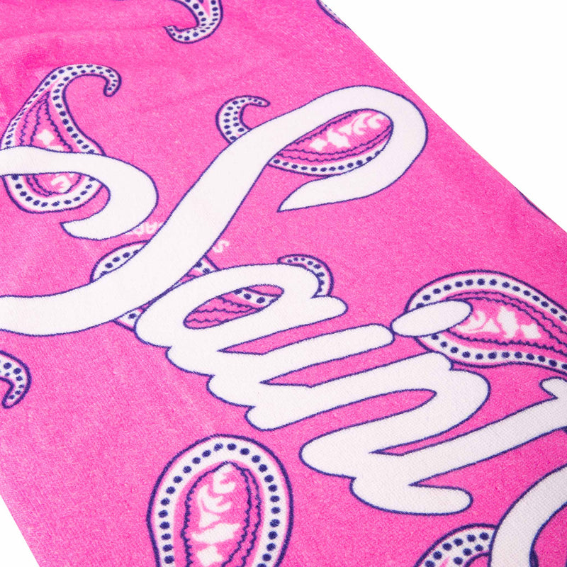 Beach towel with pink paisley print