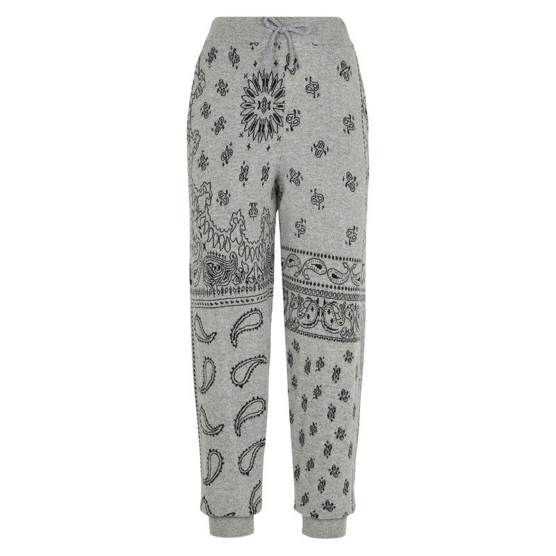 Leichte Strick-Jogginghose für Damen mit grauem Bandana-Print
