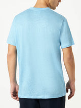Man light blue linen jersey t-shirt