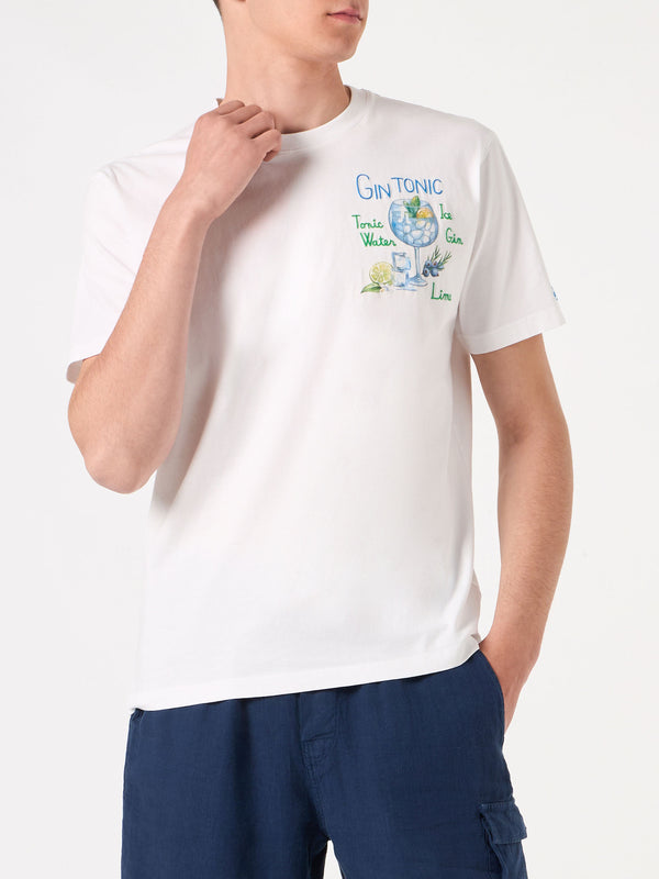 T-shirt da uomo in cotone con ricamo Gin Tonic