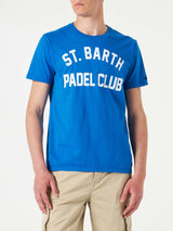 Man cotton vintage treatment t-shirt with St. Barth Padel Club print