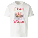 Weißes Herren-T-Shirt mit „I hate winter“-Aufdruck
