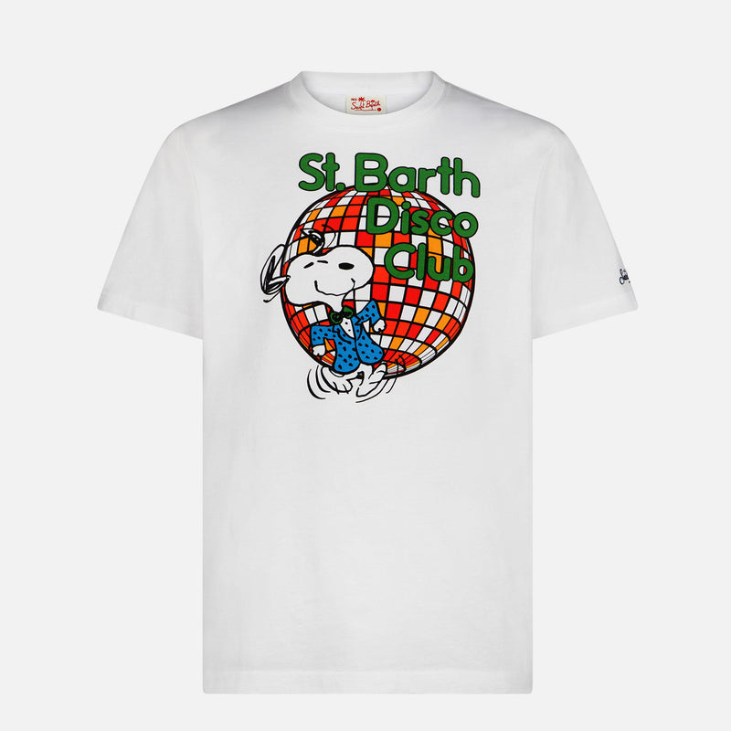 T-shirt da uomo in cotone con stampa St. Barth Disco Club e Snoopy | SNOOPY - EDIZIONE SPECIALE PEANUTS™