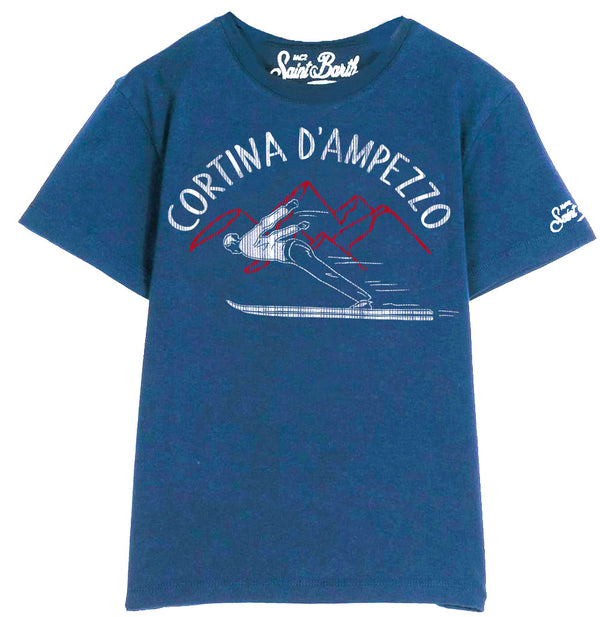 T-Shirt in cotone bluette Cortina d'Ampezzo