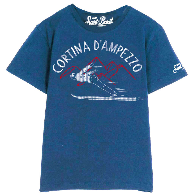 Bluette Cotton T-Shirt Cortina d'Ampezzo