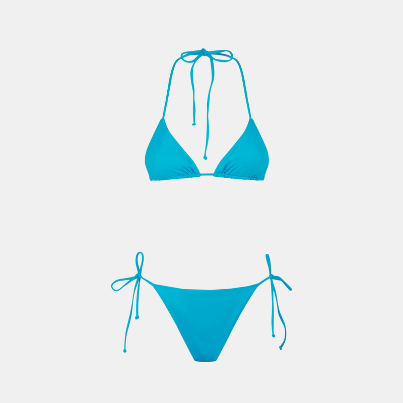 Woman turquoise triangle bikini