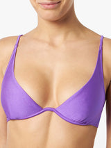 Woman shiny violet V-wired top