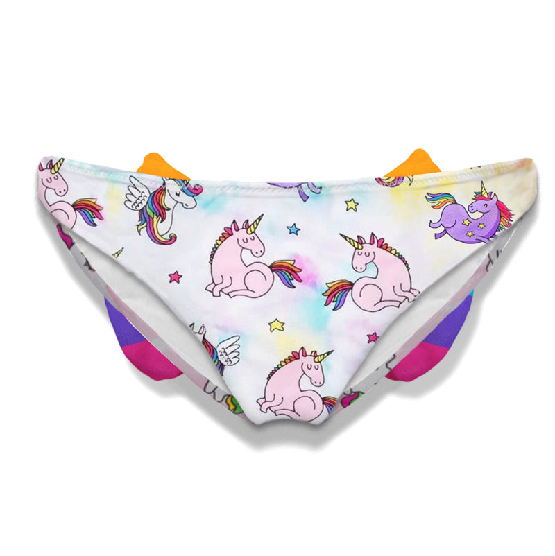 Girl unicorn printed swim briefs with bow