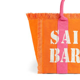 Vanity canvas orange shoulder bag with logo print