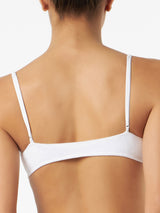 Woman white terry bralette swimsuit