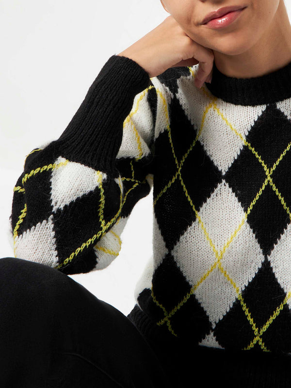 Woman brushed sweater with argyle pattern