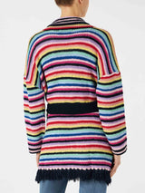 Multicolor crochet coat with belt