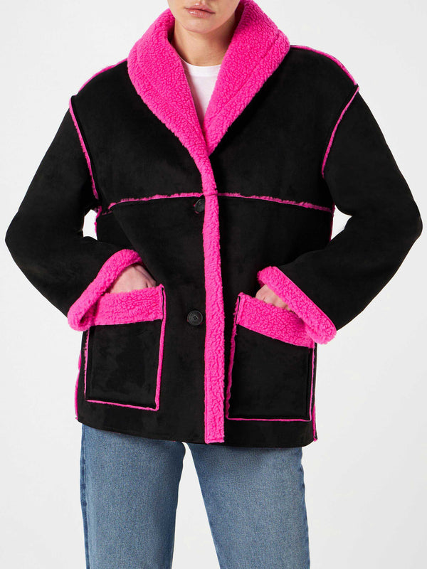 Mc2 Saint Barth - Pink And Cream Mc2 Hello Kitty Sherpa Jacket For Girls -   shop online