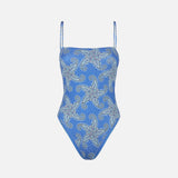 Woman one piece swimsuit with paisley star print