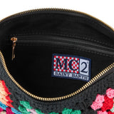 Parisienne black crochet crossbody pouch bag